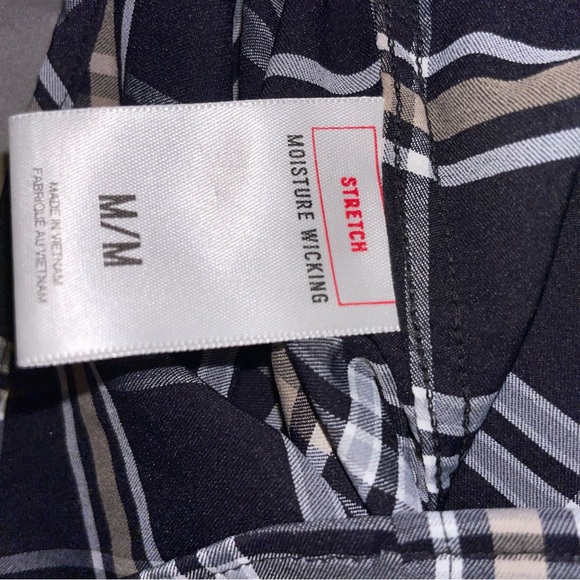 Black/Gold/White Plaid Express Performance Stretch Slim Fit Dress Shirt - Picture 7 of 8